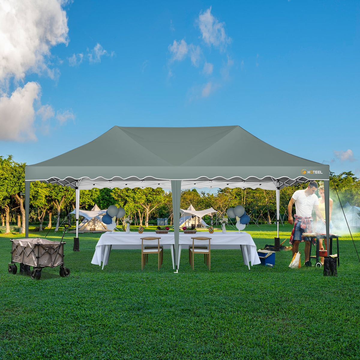 10'x 20' Pop up Canopy Tent, Commercial Heavy Duty Canopy Portable Shelter for Patio Picnic Gazebo Party Wedding, Gray