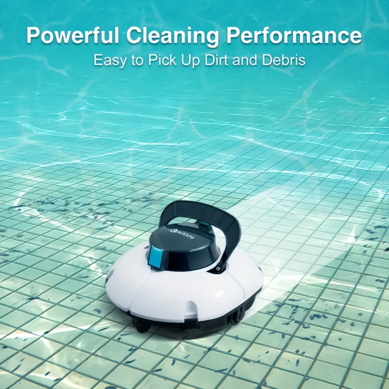 Swimming Pool Robot Vacuum Cleaner, Transparent Design Pool Vacuum with Strong Suction, Suitable for Flat Pools Over 35 Feet, Powerful And Durable