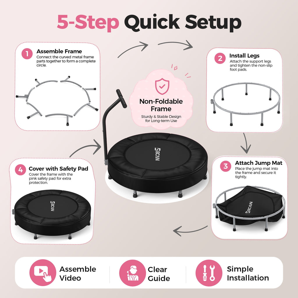 SP1 Spring Trampoline, 36" ASTM Certified Toddler Trampoline with Handle for Kids Ages 1-6, Black