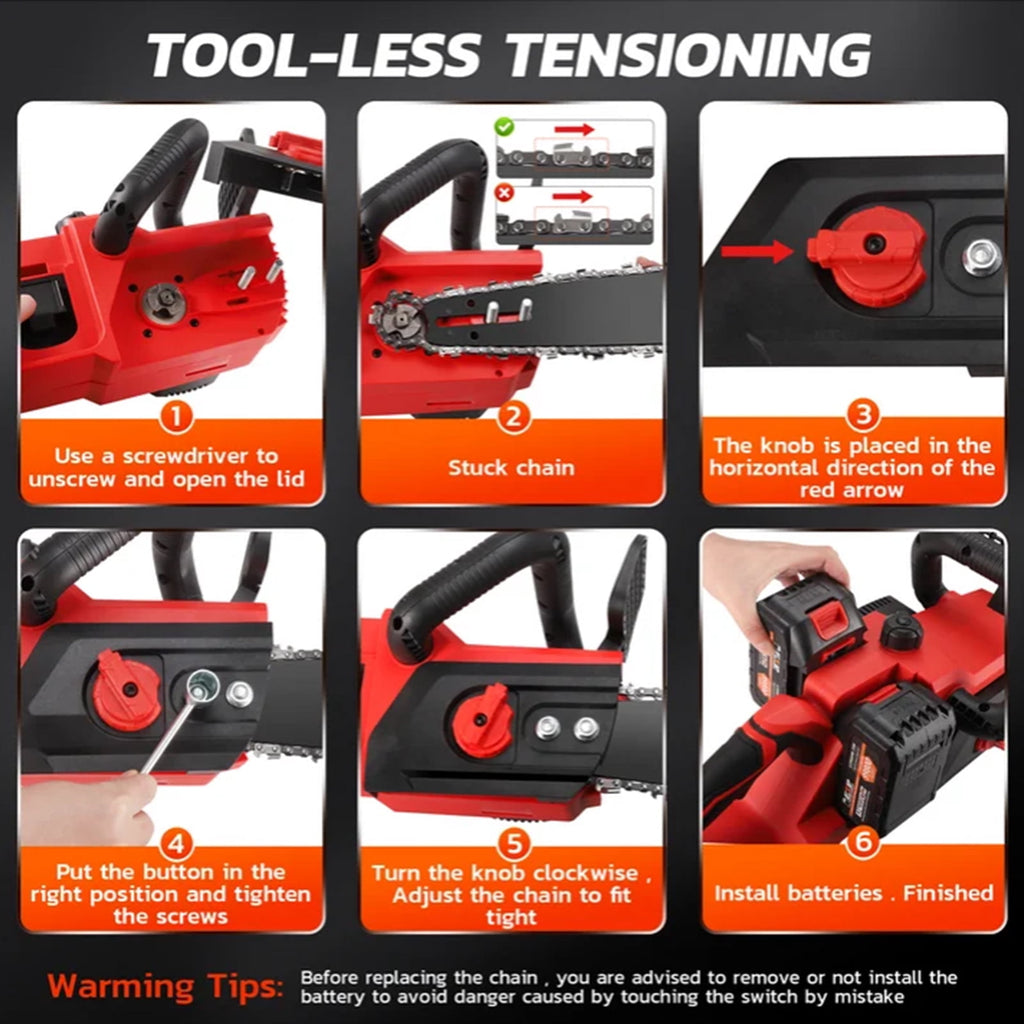 BAOKALER 16 inch Cordless Chainsaw with 42V 2 x 3.0Ah Batteries, 3 Chains and Dual Chargers for Tree Trimming & Wood Cutting
