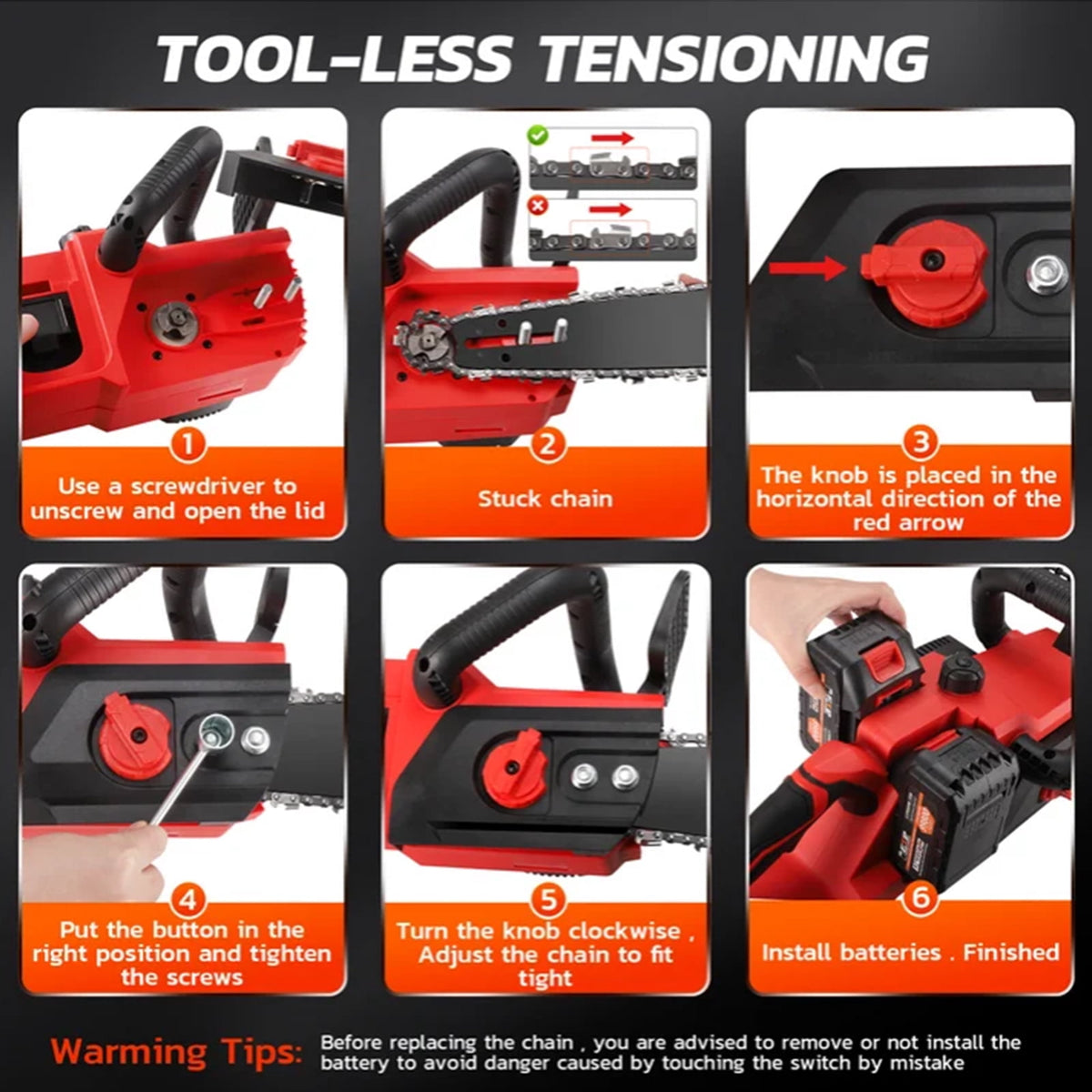 BAOKALER 16 inch Cordless Chainsaw with 42V 2 x 3.0Ah Batteries, 3 Chains and Dual Chargers for Tree Trimming & Wood Cutting