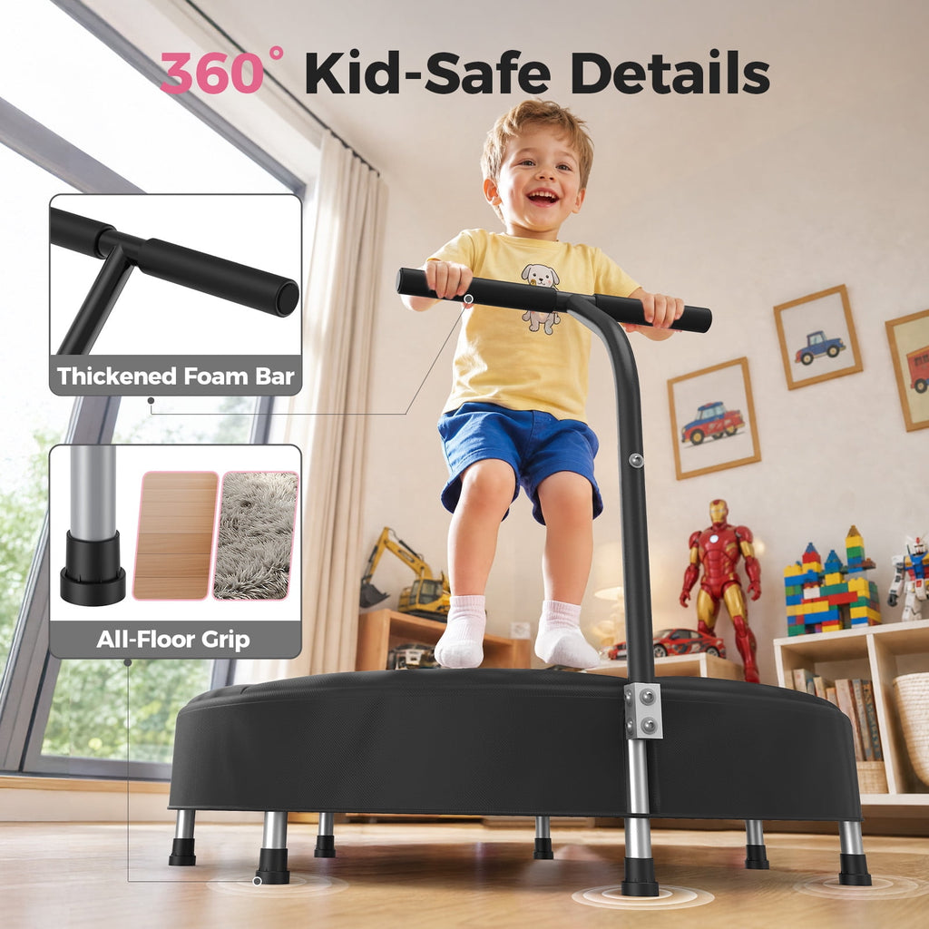 SP1 Spring Trampoline, 36" ASTM Certified Toddler Trampoline with Handle for Kids Ages 1-6, Black