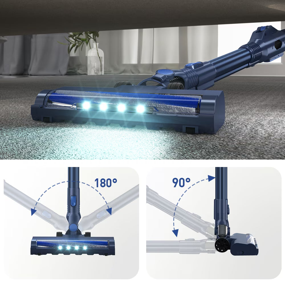 Cordless Stick Vacuum Cleaner 25Kpa Powerful Suction Upright for Carpet Hard Floor Pet Hair W400 Purple