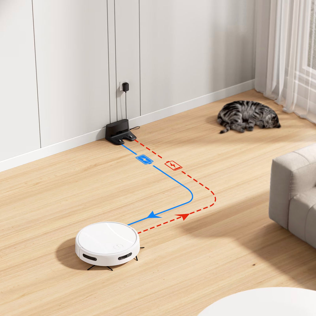 C2-v2 Robot Vacuum and Mop Combo Cleaner, 3-in-1, 8000Pa Suction, 5200mAh Battery, White