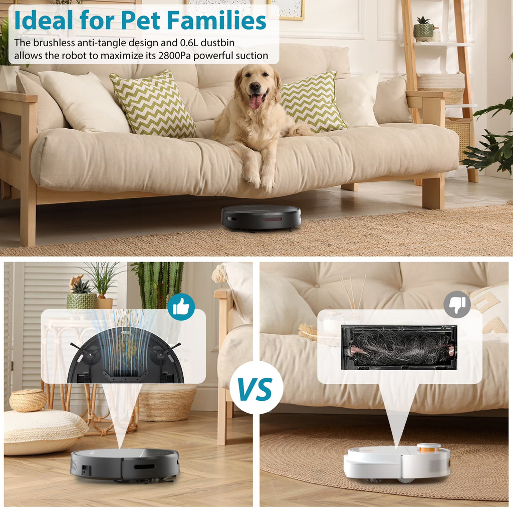 Robot Vacuum Cleaner with 2800Pa,Featured Carpet Boost,Tangle-Free,Ultra Slim,Self-Charging C1 v2